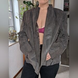 Alfani - Leather jacket - mini alligator print - full zip - 3X